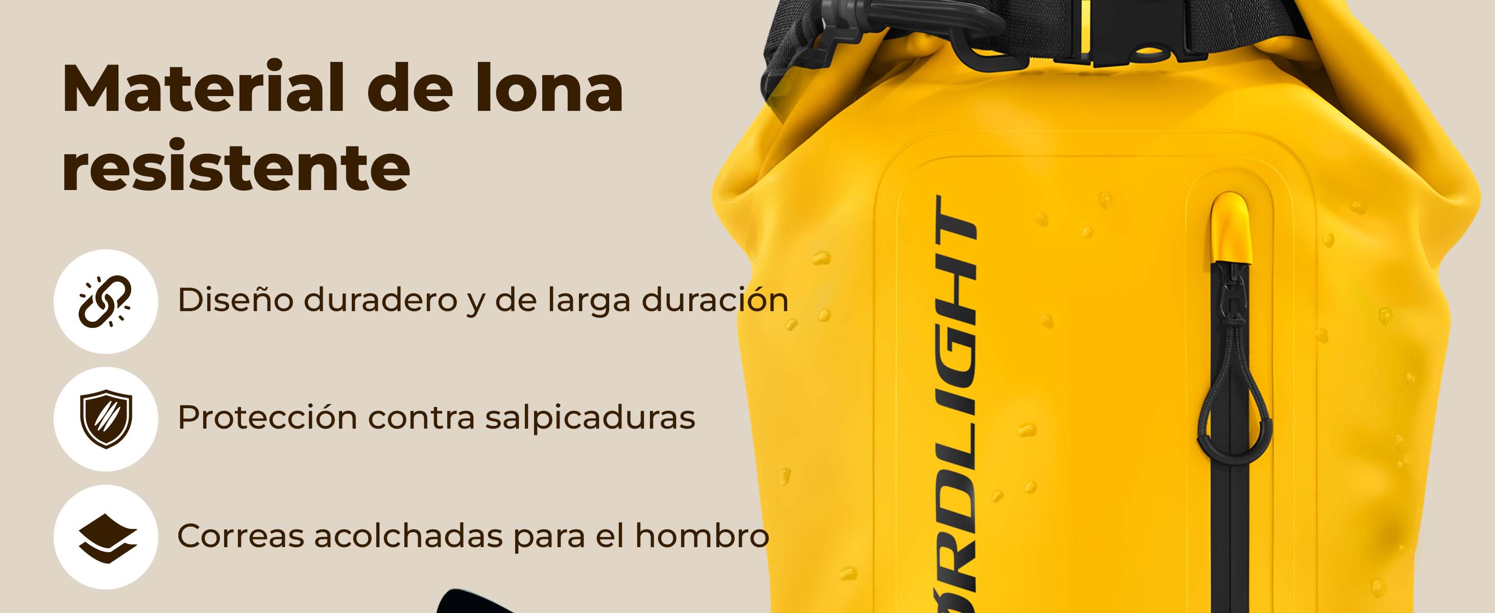 Bolsa seca Nørdlight – lona duradera, protección contra salpicaduras, correas acolchadas