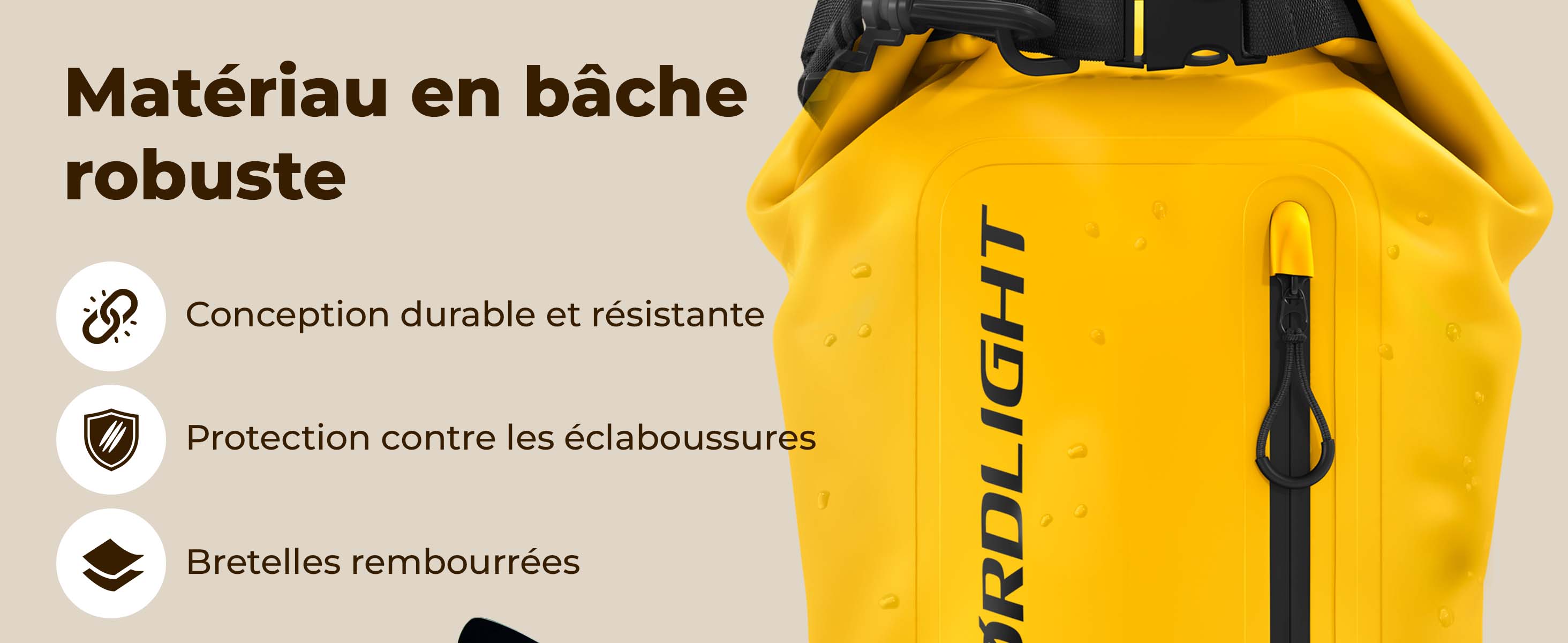 Sac étanche Nørdlight – toile durable, protection éclaboussures, bretelles rembourrées