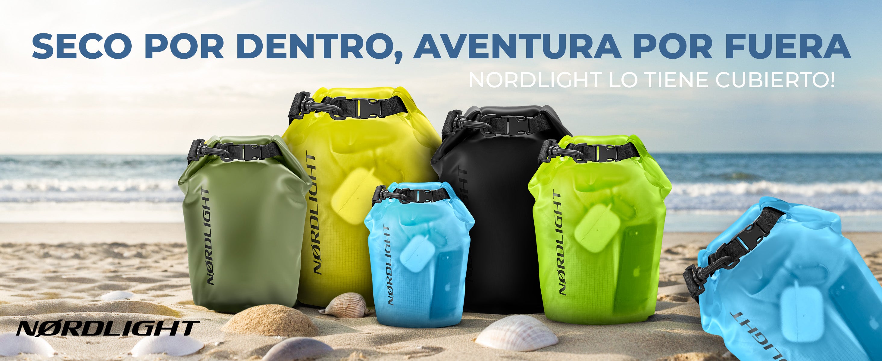 Bolsas secas impermeables Nørdlight en varios tamaños – ideales para playa, navegación, camping y aventuras al aire libre