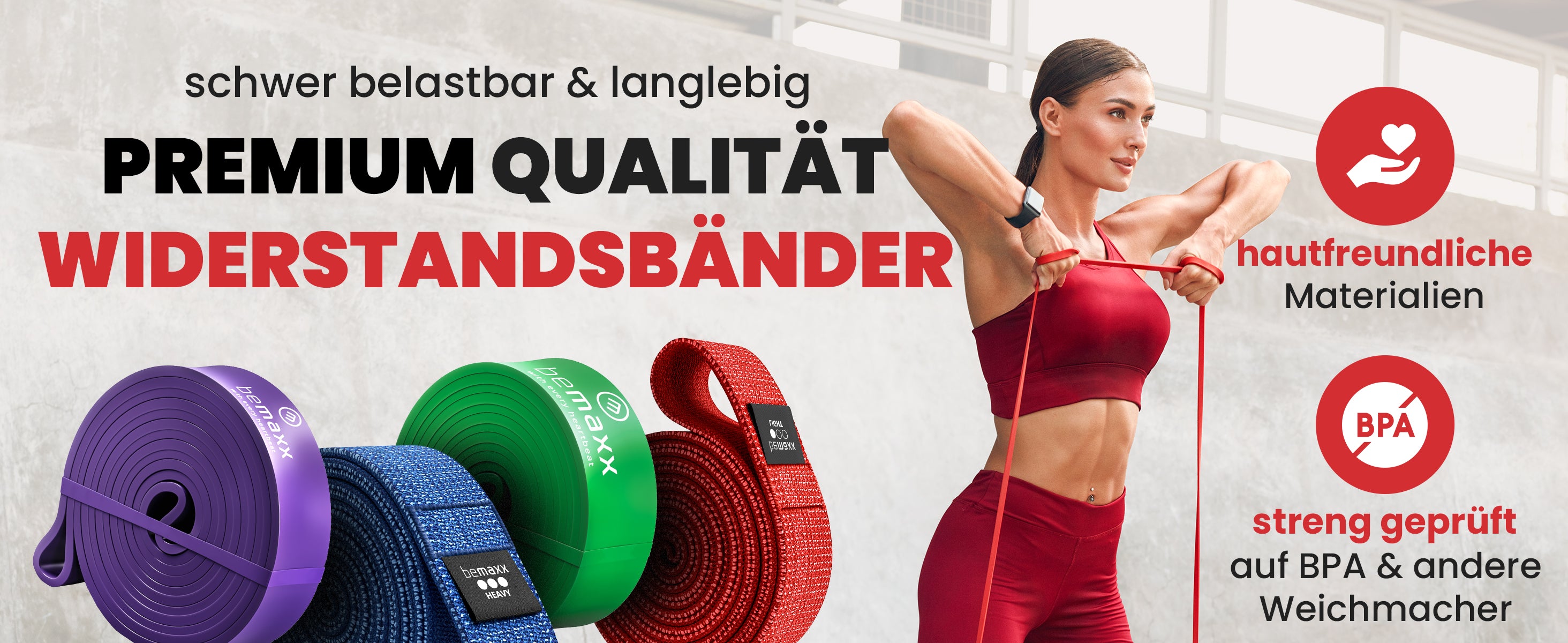 bemaxx Pull-up-Bänder – hautfreundlich, BPA-frei, reißfest, ideal für intensive, sichere Workouts