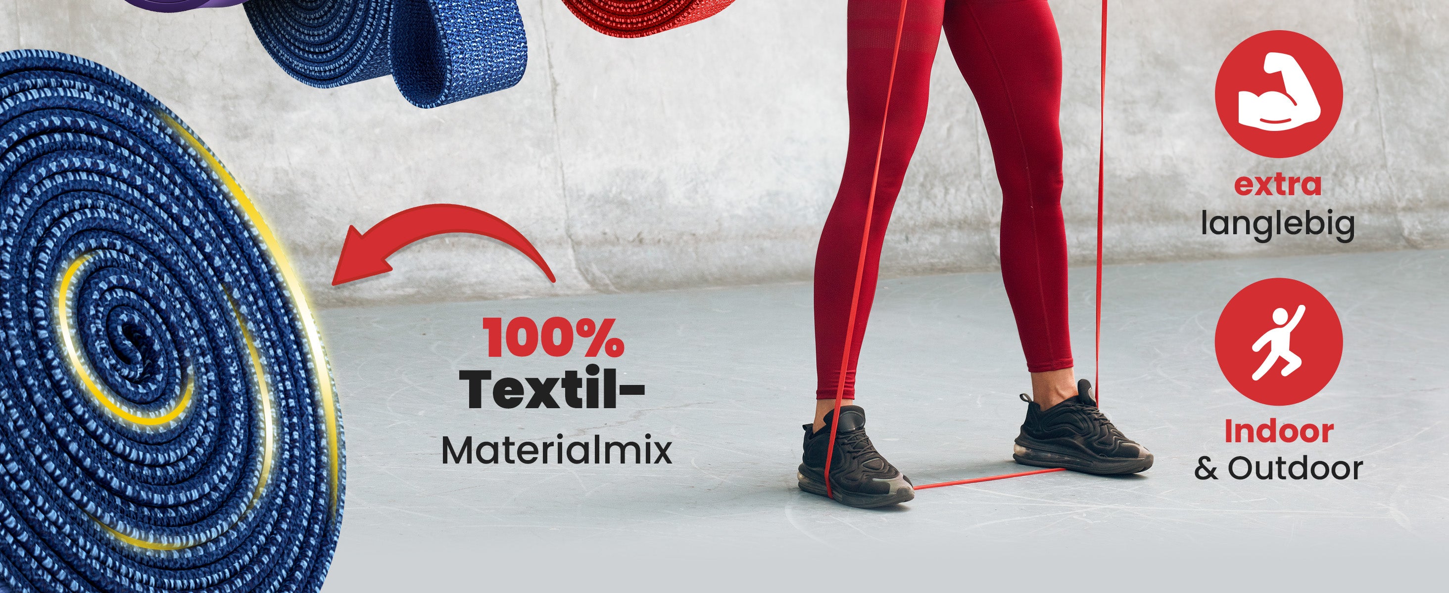 bemaxx Pull-up-Bänder – 100 % Textilmaterial, extrem reißfest, für Indoor- & Outdoor-Training