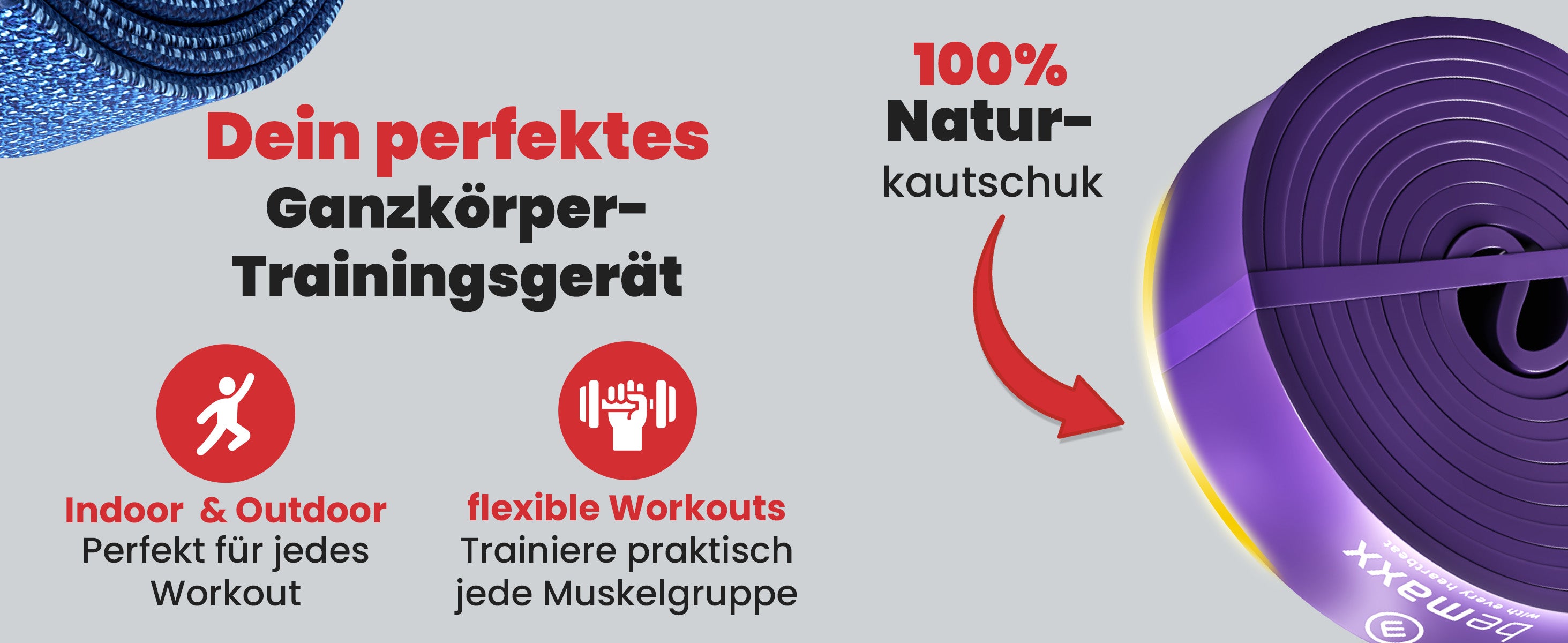bemaxx Pull-up-Bänder – aus Naturkautschuk, ideal fürs Ganzkörpertraining & alle Muskelgruppen