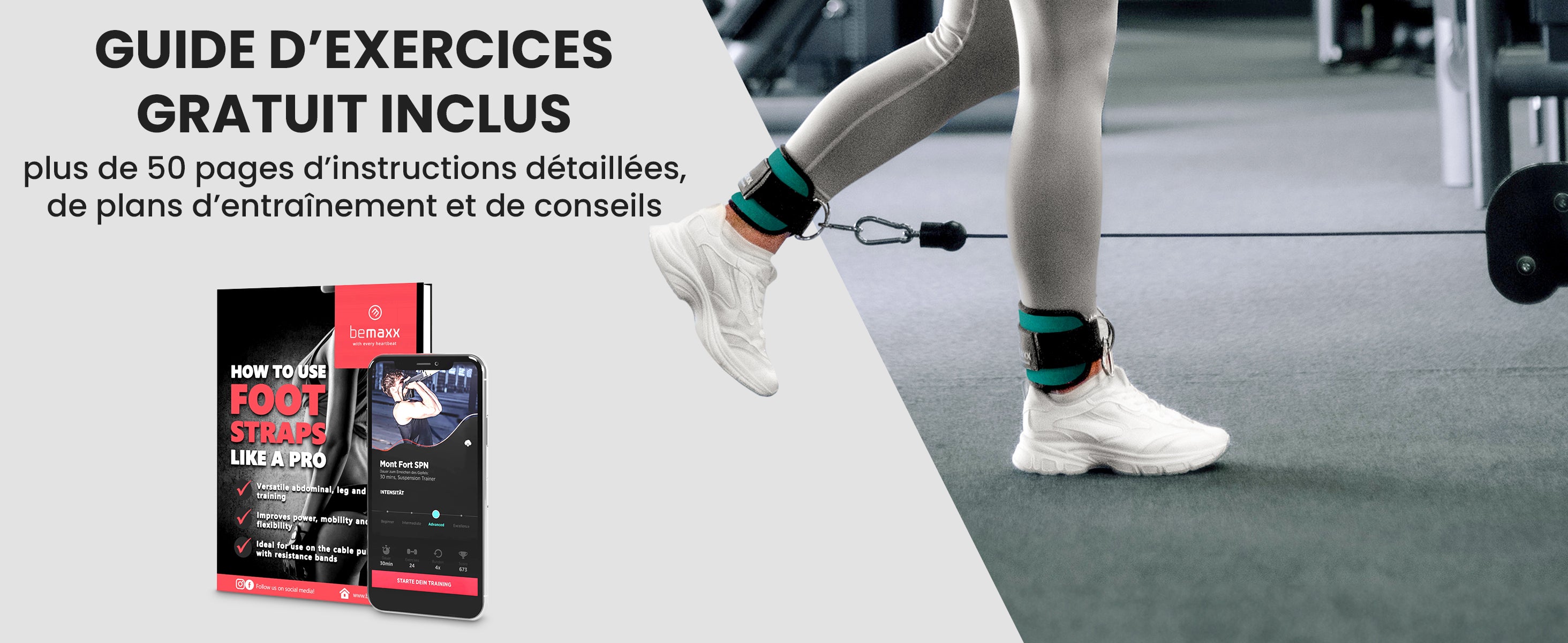 Guide et appli gratuits avec 50+ pages de conseils pour l’entraînement des jambes