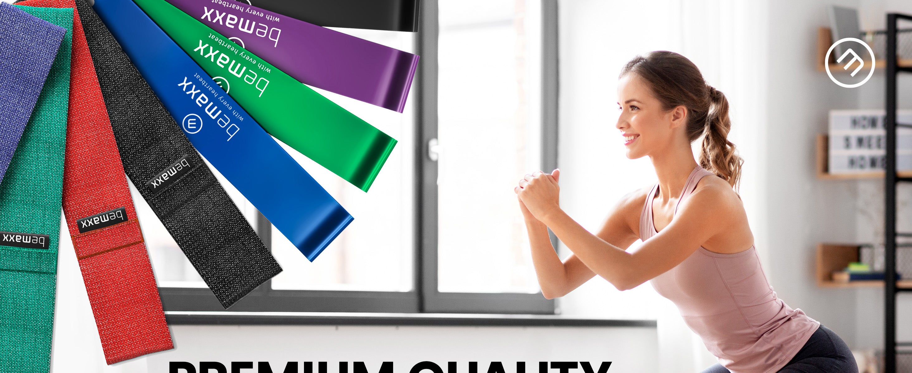 Woman training with bemaxx loop bands – premium fitness bands for full-body workouts