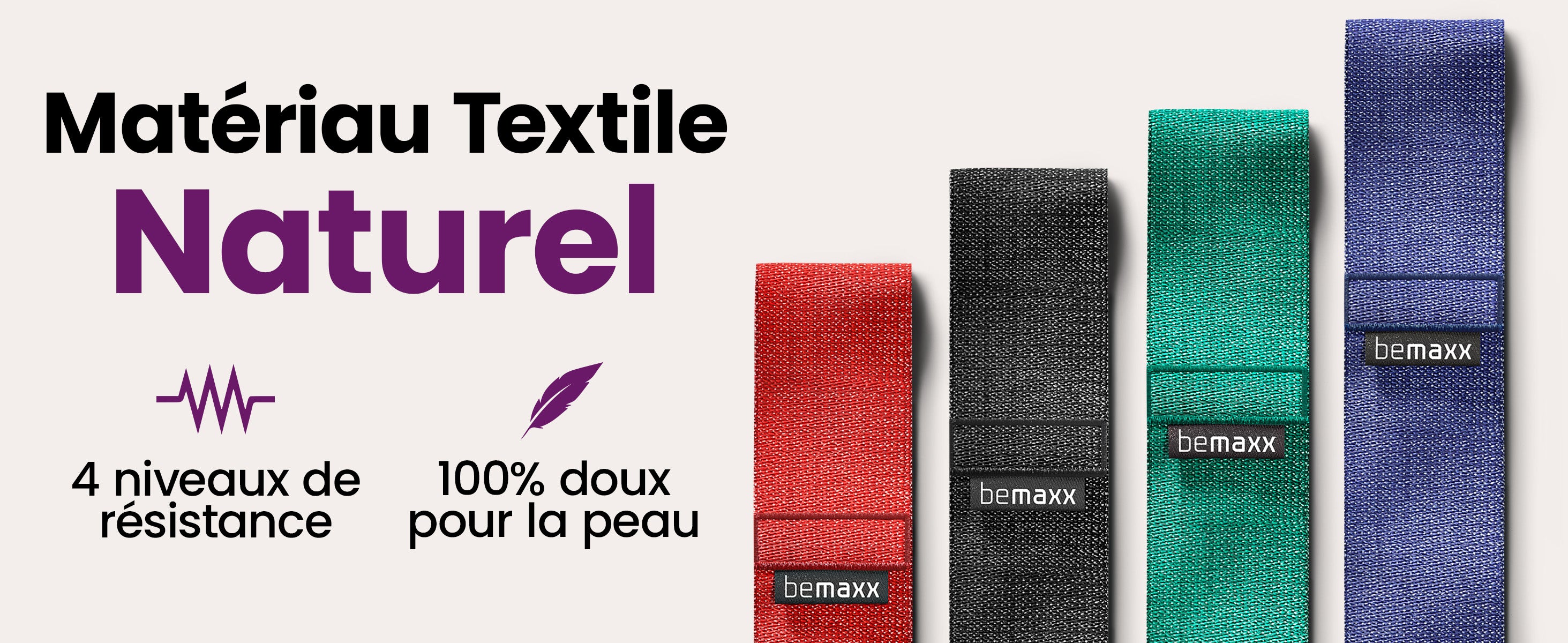 Bandes loop bemaxx – 4 niveaux de résistance en textile doux