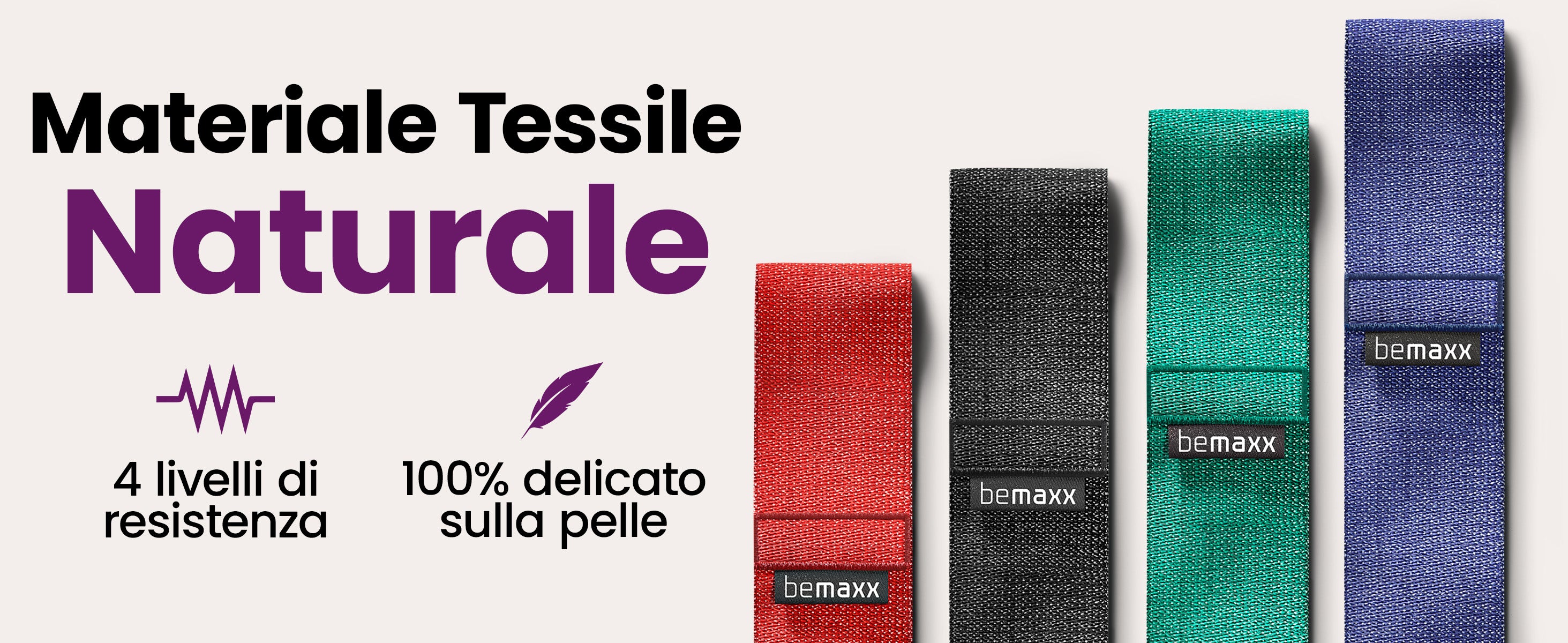 Fasce loop bemaxx – 4 livelli di resistenza in tessuto delicato