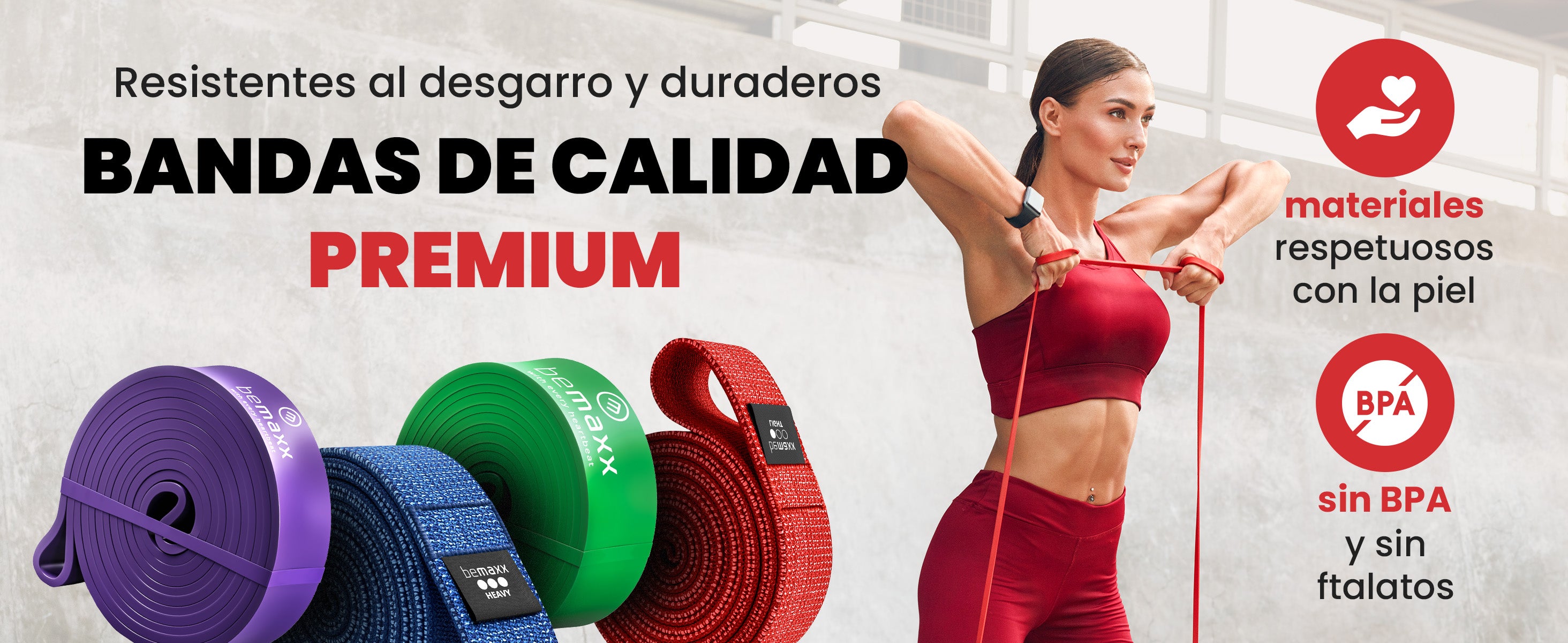 Bandas bemaxx – sin BPA, resistentes y suaves para la piel, ideales para entrenamientos intensos