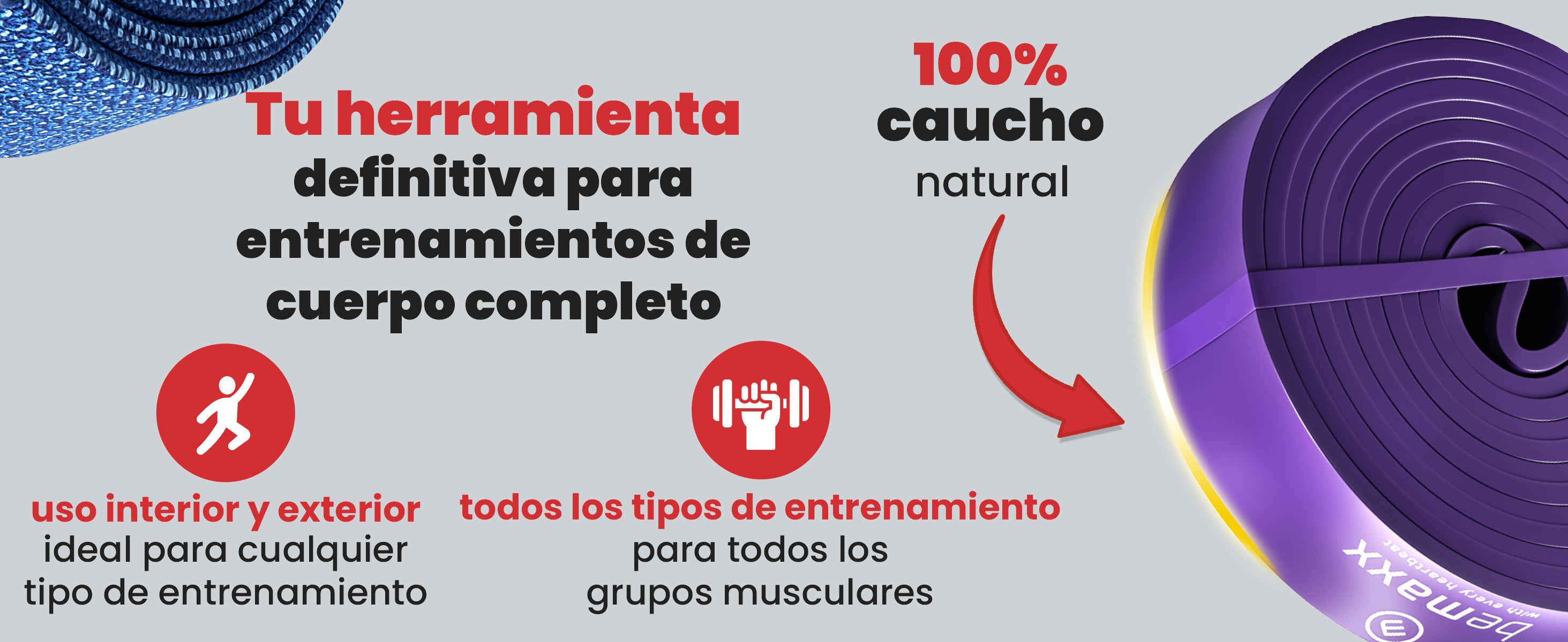 Bandas bemaxx – caucho natural, perfectas para entrenar todo el cuerpo y todos los músculos