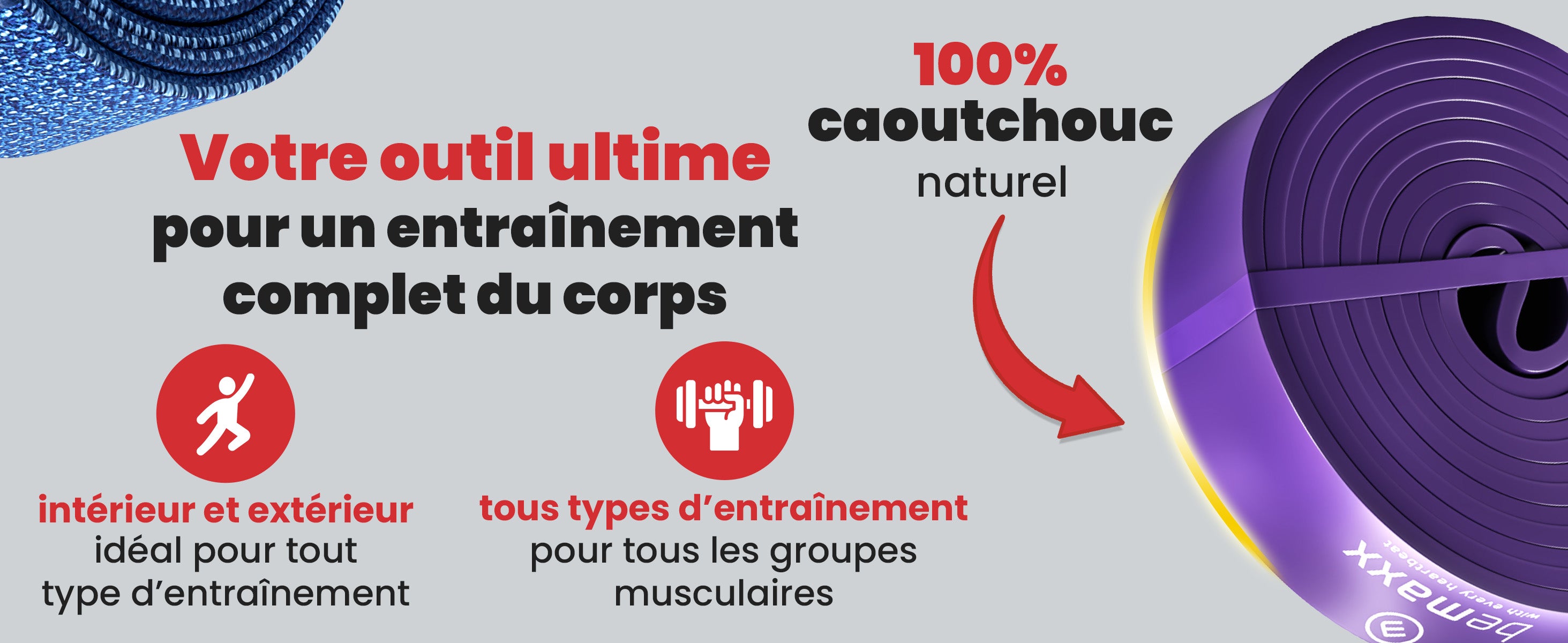 Bandes bemaxx – en caoutchouc naturel, parfaites pour muscler l’ensemble du corps