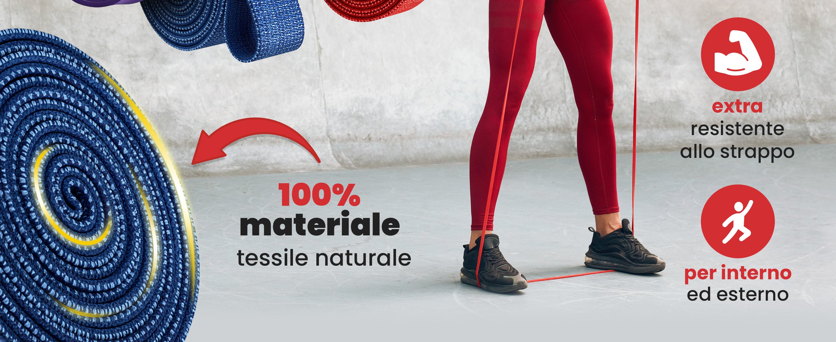 Fasce bemaxx – 100 % tessuto naturale, ultra resistenti, per uso interno ed esterno