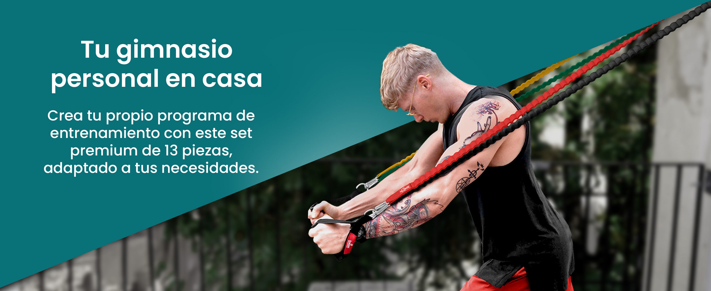Set bemaxx de bandas – el gimnasio personal más pequeño con 13 accesorios