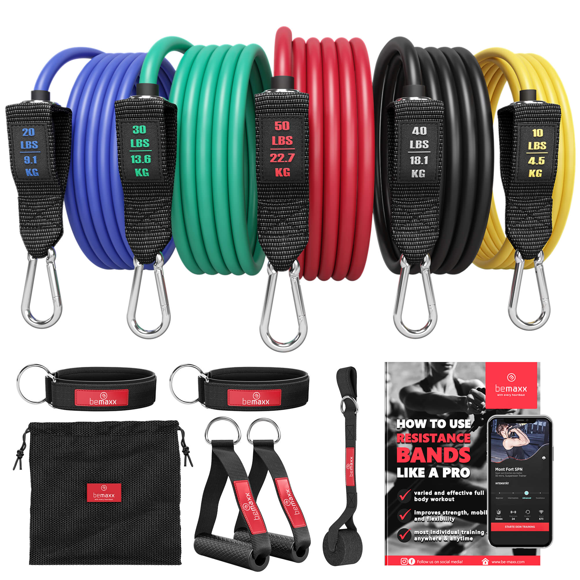Buy Resistance Bands Heavy Duty 5pc Gym Exercise Set