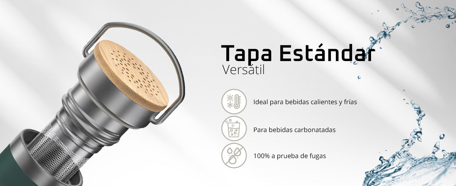 Primer plano de la tapa estándar de la bemaxx Active Flask – para bebidas calientes y frías, apta para bebidas con gas y 100 % hermética.