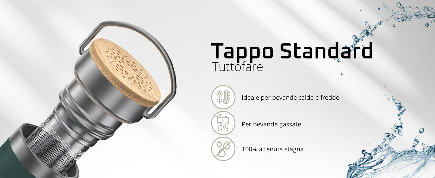 Primo piano del coperchio standard della bemaxx Active Flask – per bevande calde e fredde, adatto a bevande gassate e 100 % a tenuta stagna.