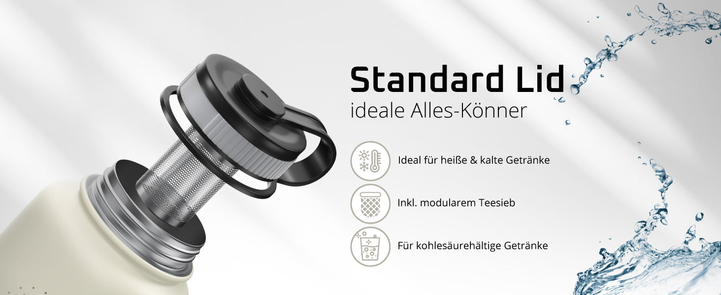 bemaxx Standard Deckel für Active Flask – ideal für heiße & kalte Getränke, inkl. modularem Teesieb.
