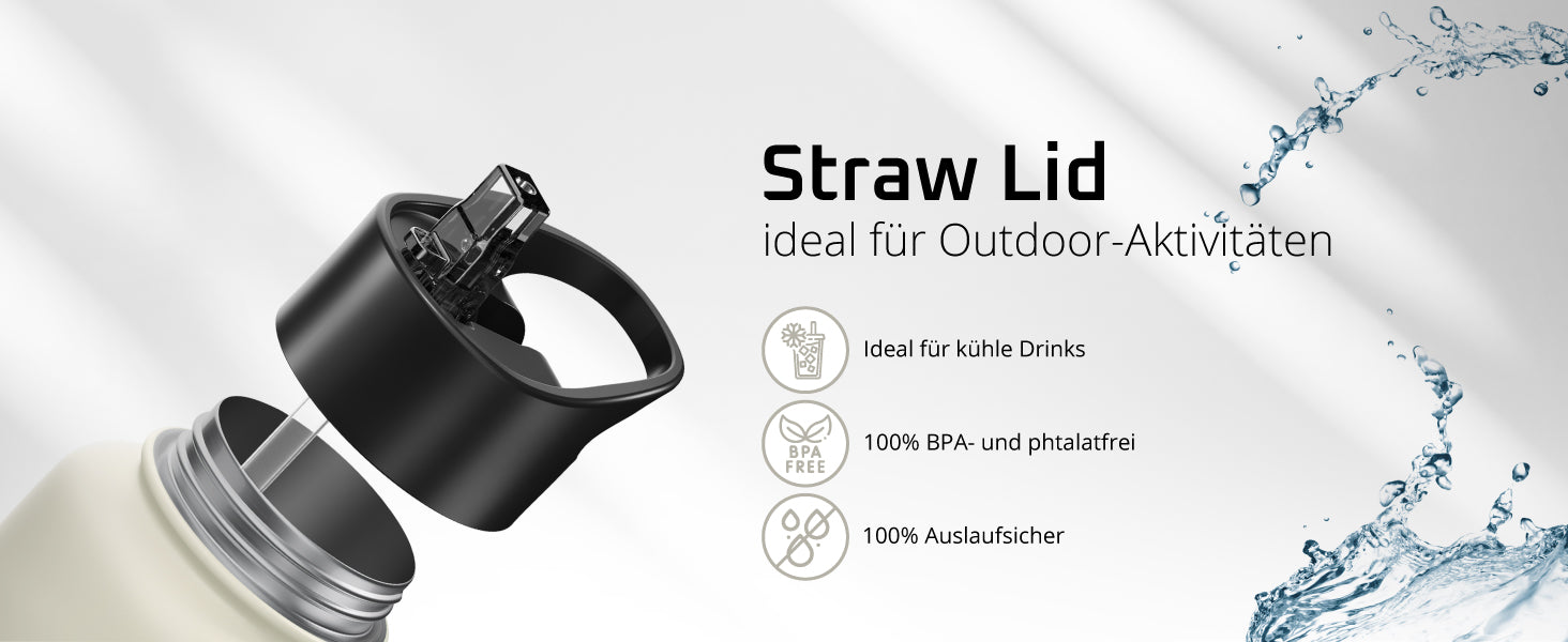 bemaxx Strohhalm-Deckel für Active Flask – ideal für kühle Getränke & Outdoor, BPA-frei & auslaufsicher.