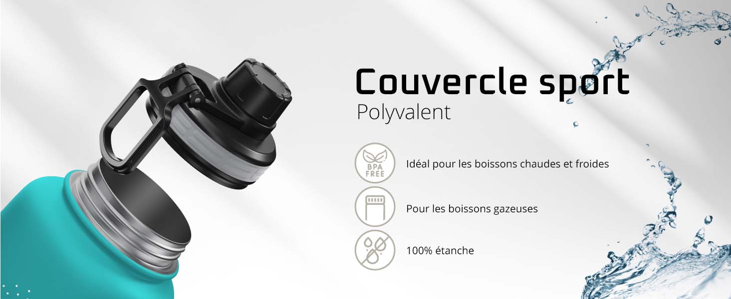 Bouchon sport bemaxx pour Active Flask – 100 % sans BPA, étanche et vissable en toute sécurité, idéal pour le sport.