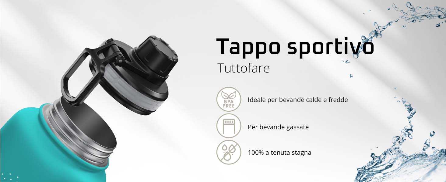 Coperchio sportivo bemaxx per Active Flask – 100 % privo di BPA, a tenuta stagna e avvitabile in modo sicuro, ideale per lo sport.