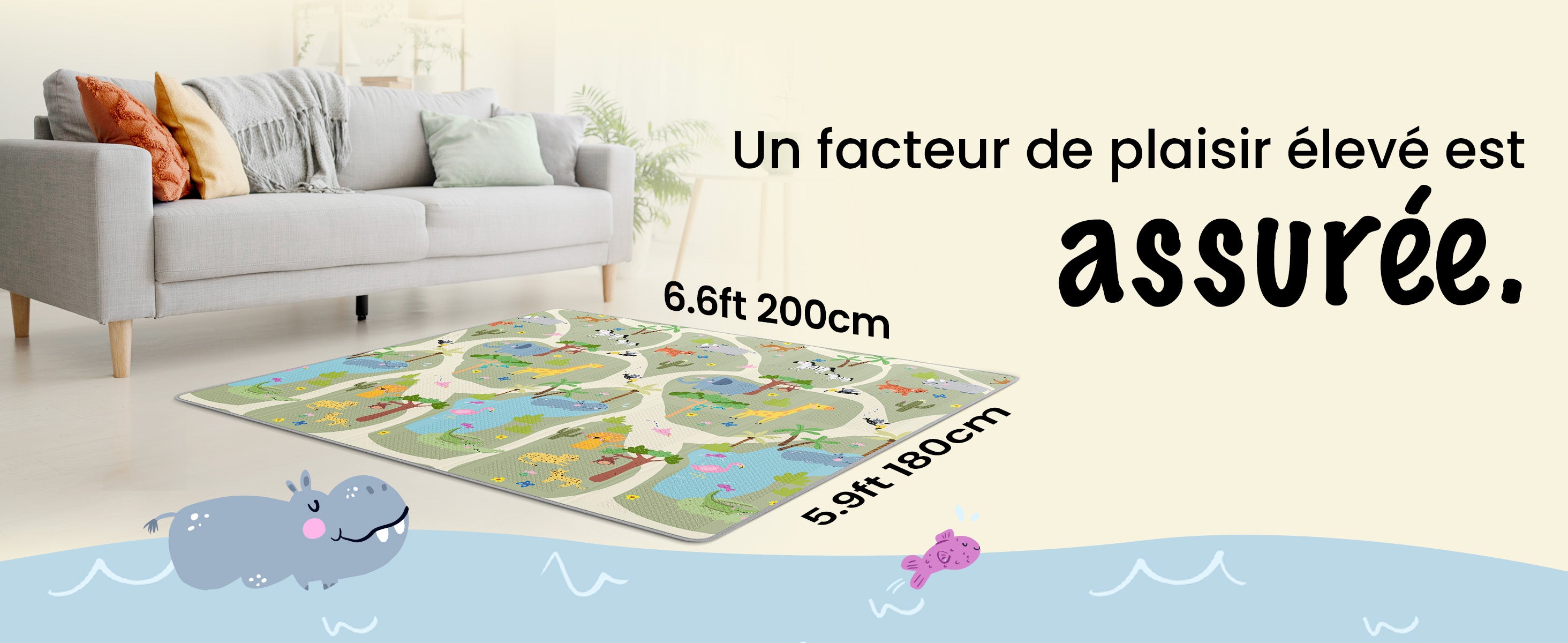 Tapis de jeu Mapalou 200x180cm – amusant et sûr pour les enfants
