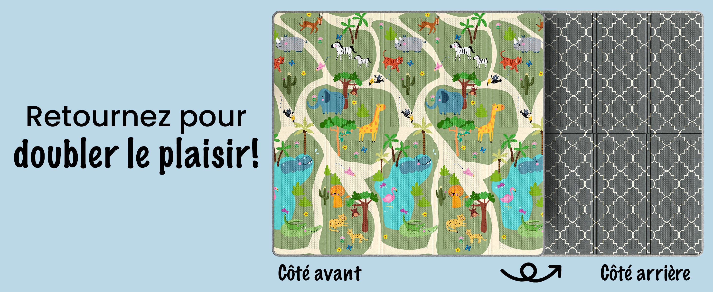 Tapis de jeu réversible Mapalou – double face pour deux fois plus de plaisir
