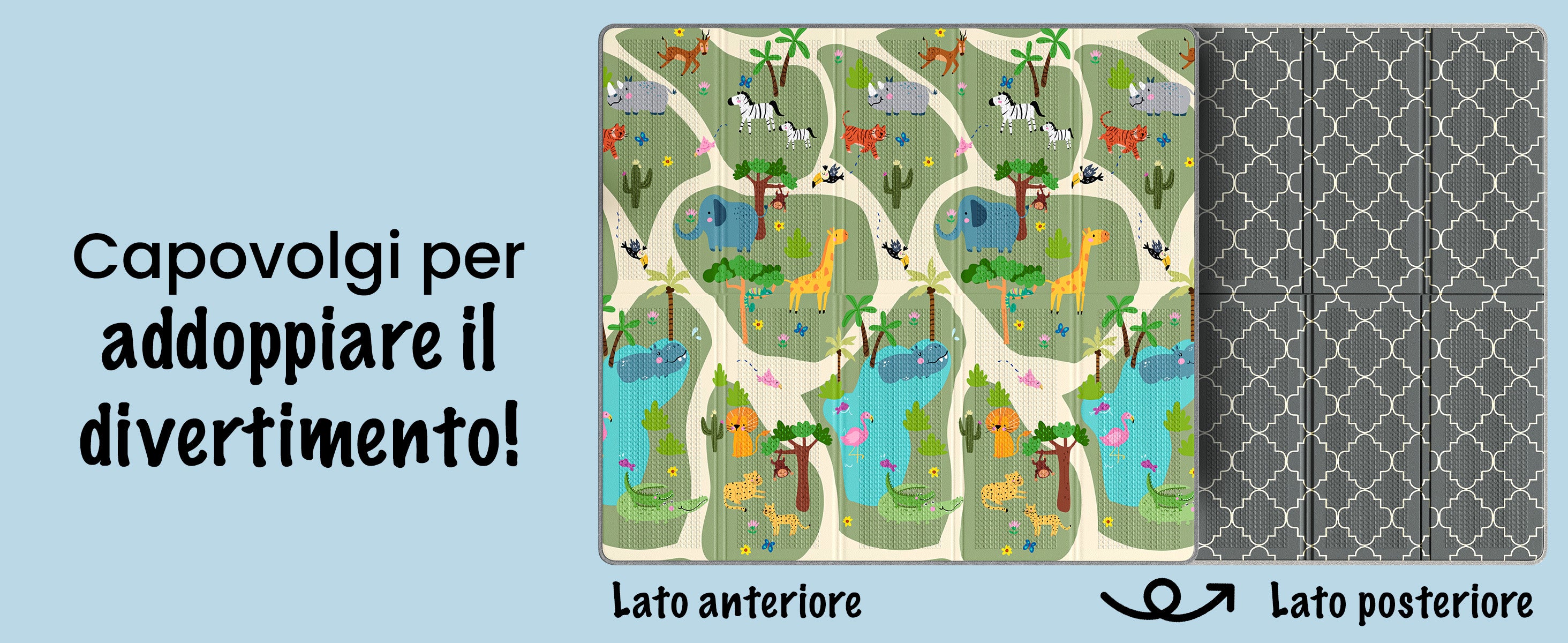 Tappeto da gioco reversibile Mapalou – doppia faccia per doppio divertimento