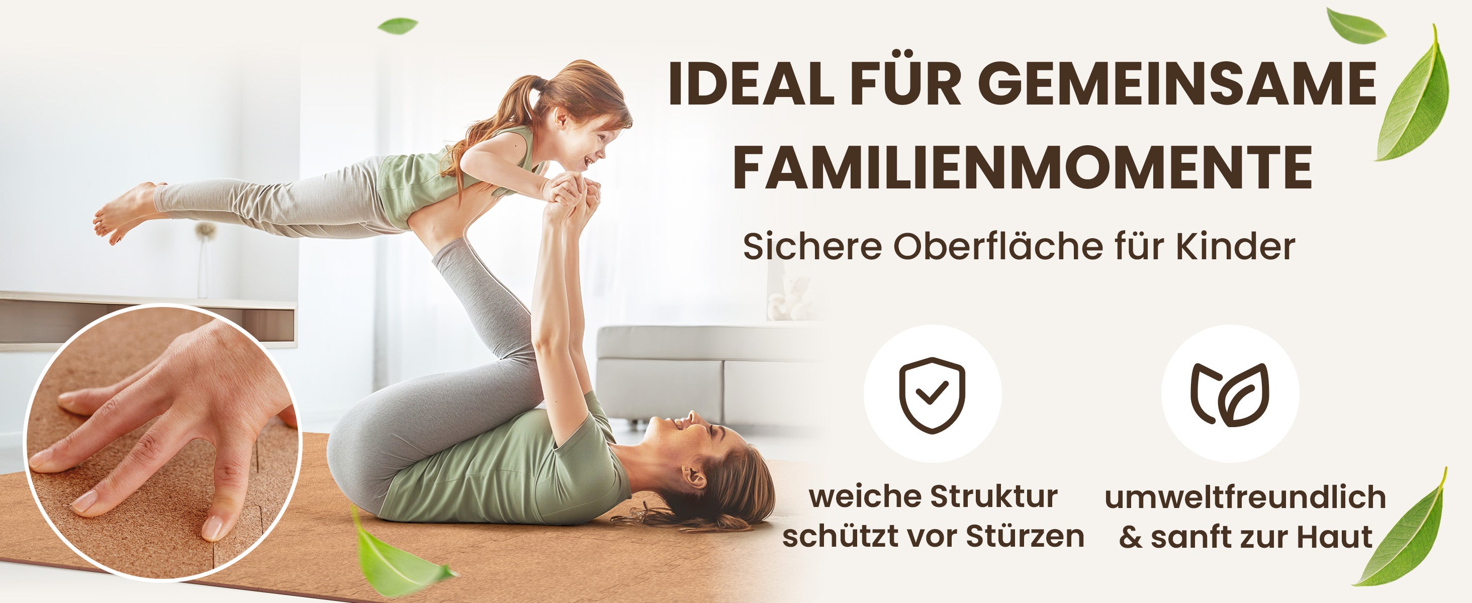 bemaxx Kork-Fitnessmatte für intensives Training – gelenkschonend, rutschfest und ideal für Hantelübungen.