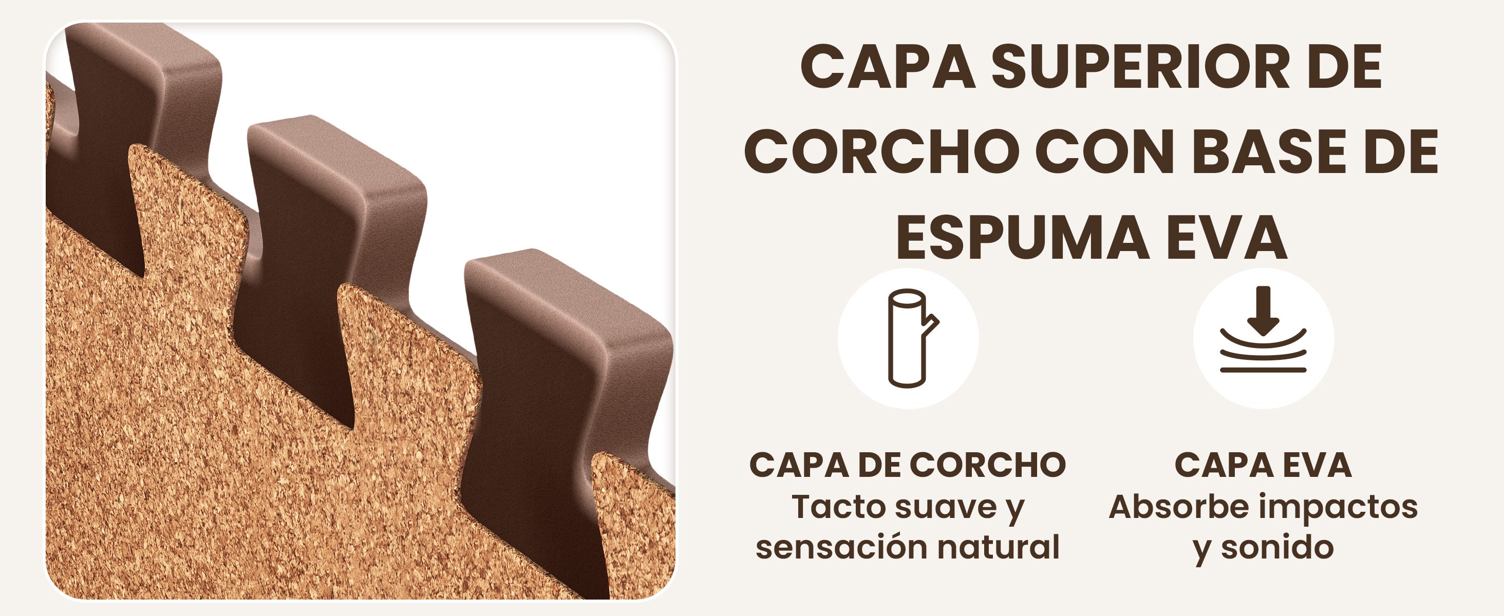 Esterilla bemaxx con capa de corcho y base de espuma EVA – agarre natural y gran amortiguación.