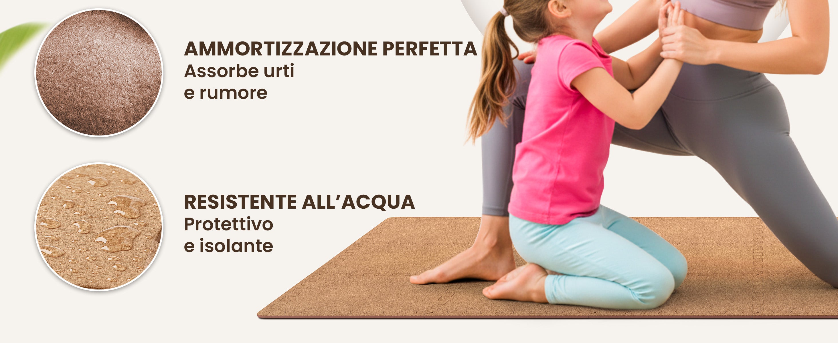 Tappetino fitness in sughero bemaxx – assorbe urti e rumore, resistente all’acqua e isolante.