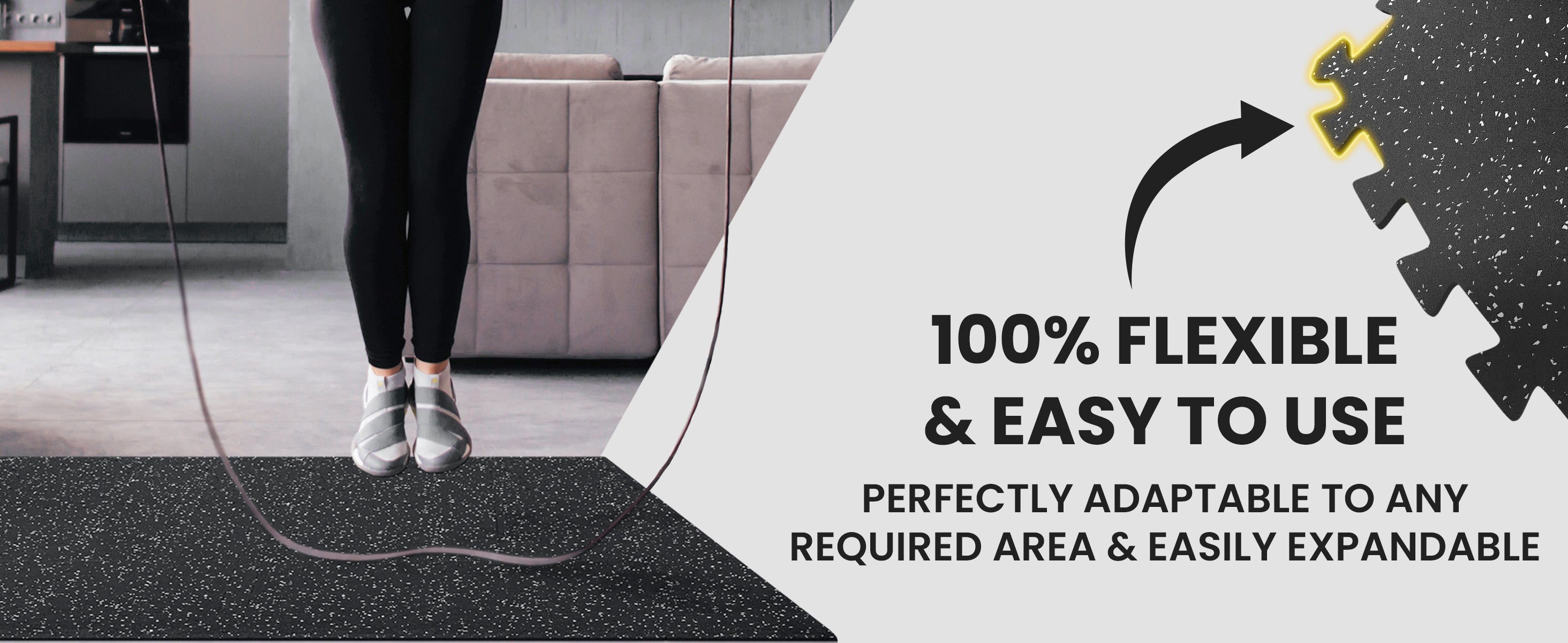 Puzzle bemaxx Floor Mats adapt to any surface & expand easily – 100% flexible & simple to handle.