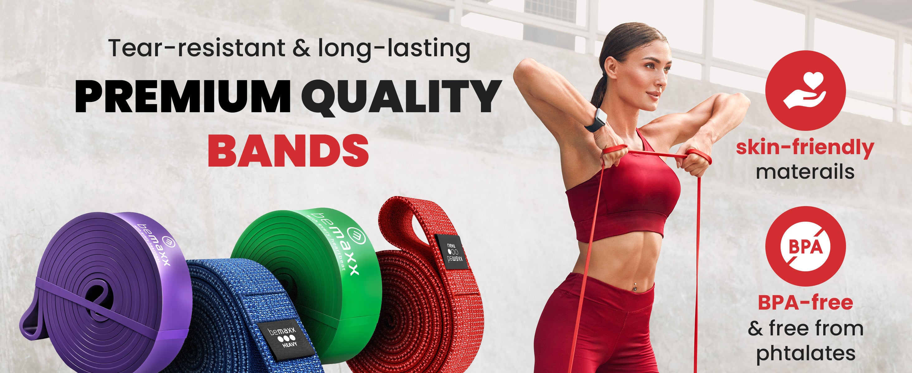 bemaxx pull up bands – skin-friendly, BPA-free, tear-resistant, perfect for safe and intense workouts