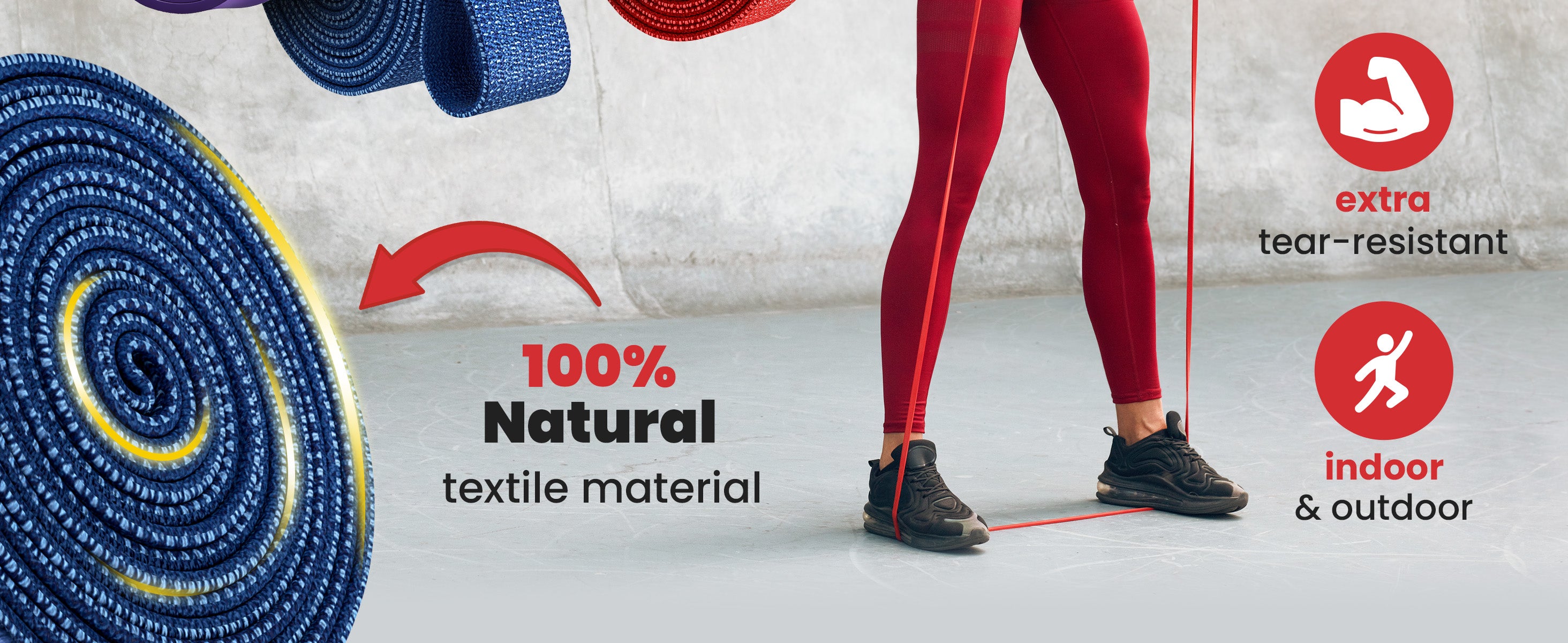 bemaxx pull up bands – made from 100% natural textile, extra tear-resistant, indoor & outdoor use