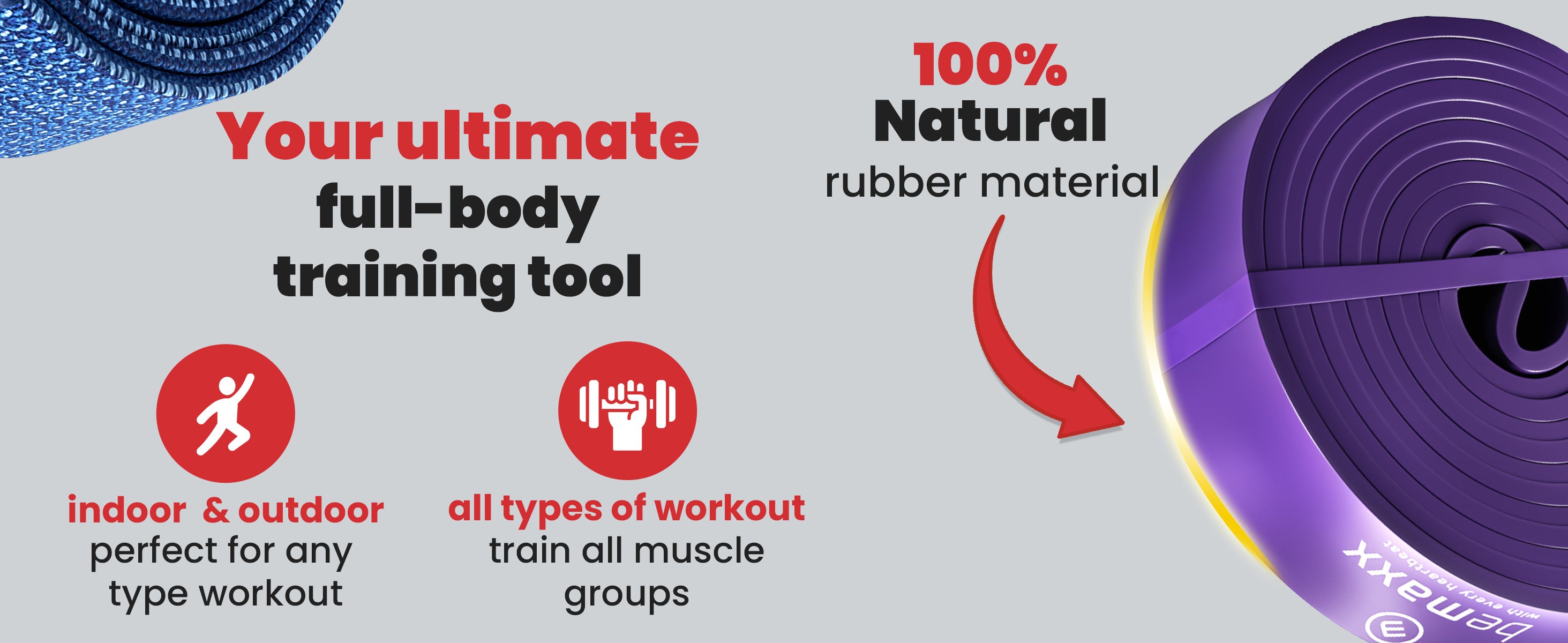 bemaxx pull up bands – natural rubber, ideal for full-body workouts & all muscle groups