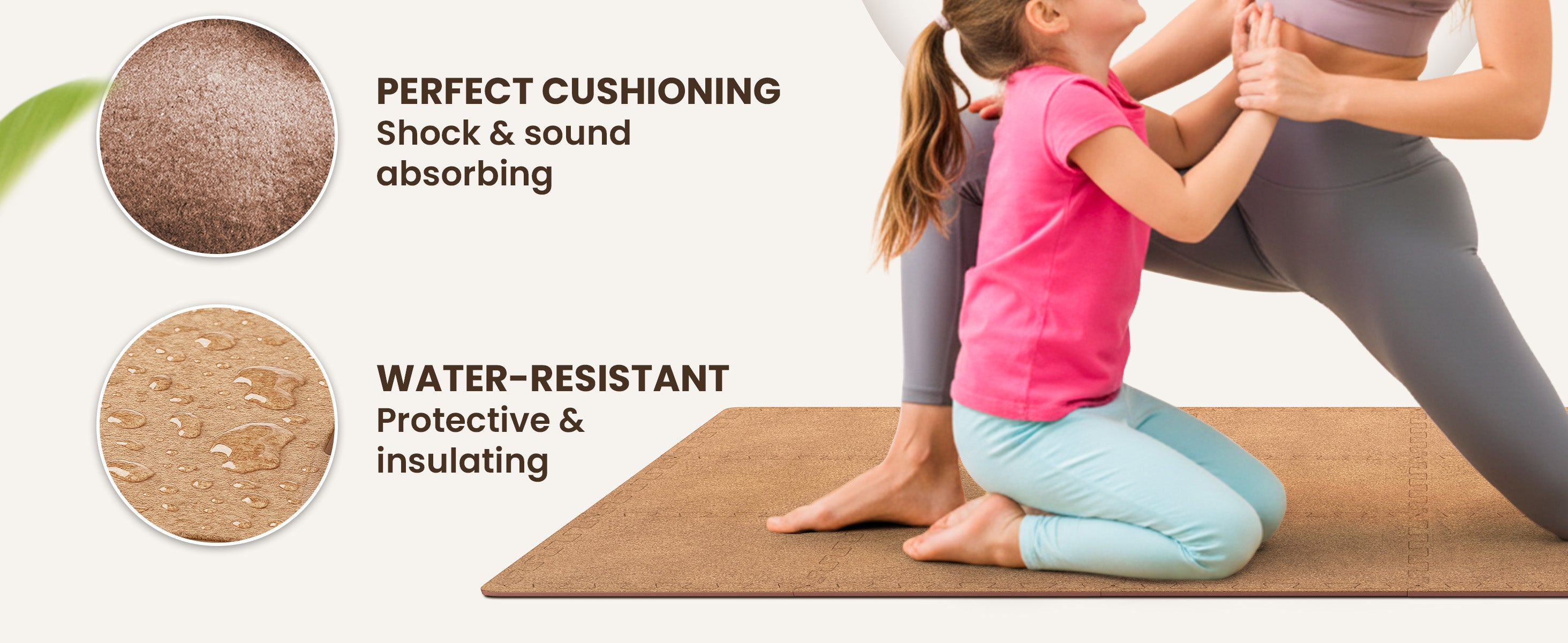 bemaxx cork fitness mat – shock and sound absorbing, water-resistant and insulating for safe workouts.